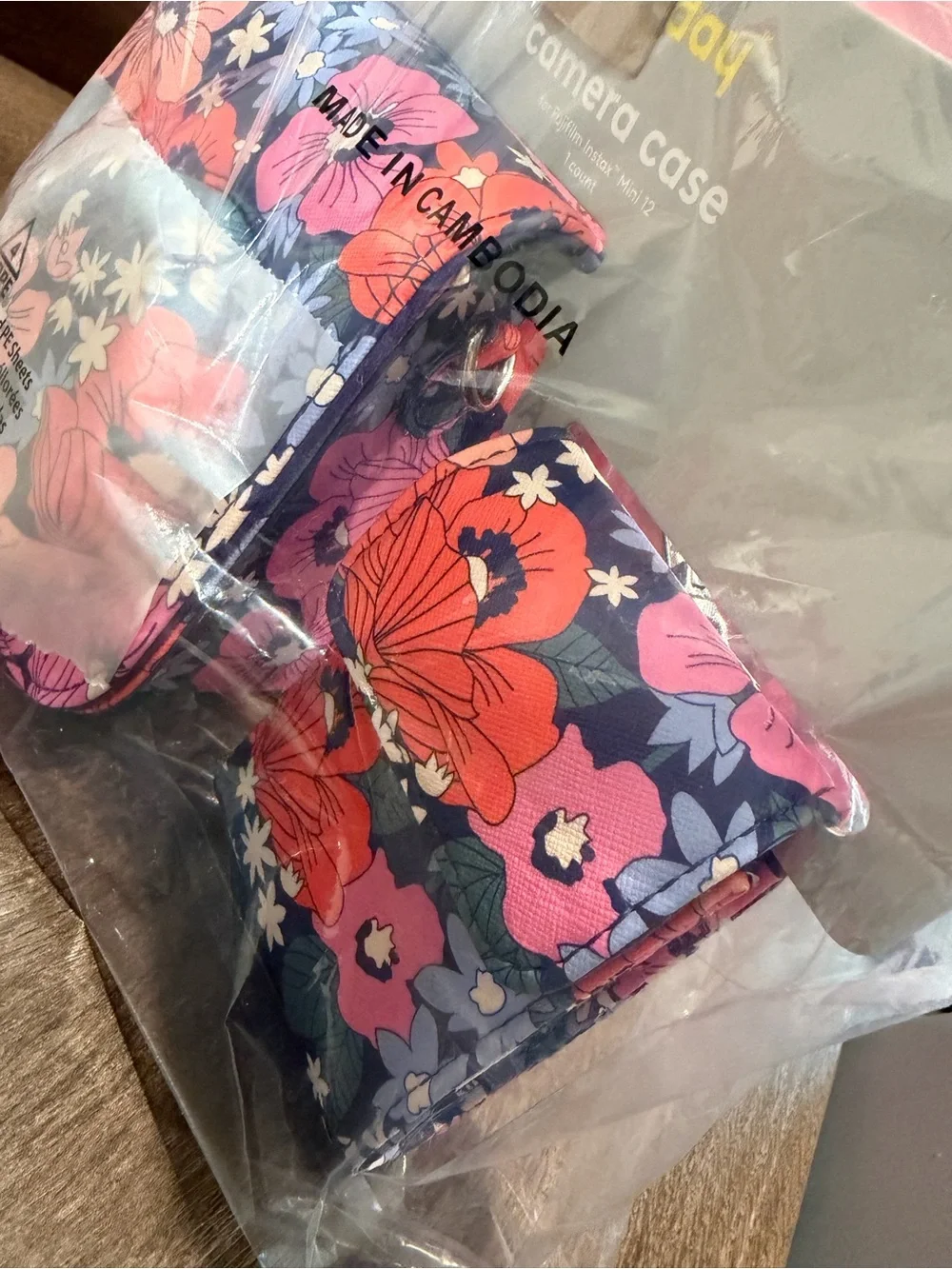 heyday Navy Floral Crossbody Bag with Red and Pink Blooms
